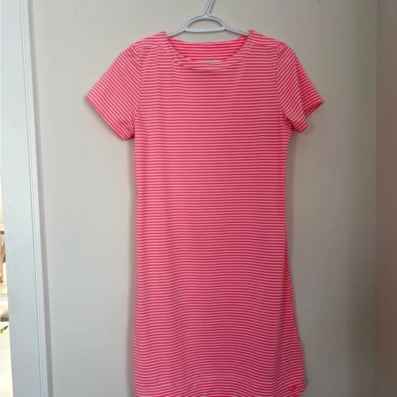 Vineyard Vines Sankaty Stripe Short Sleeve Dress in Neon Rosa Size XS Small Prep - Picture 2 of 4